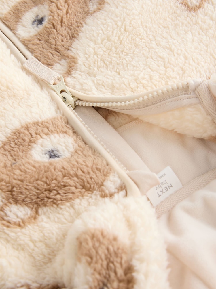 Natural Bear Face Fleece Baby Zip Jacket (0mths-2yrs)