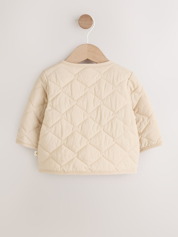Neutral Quilted Popper Baby Jacket