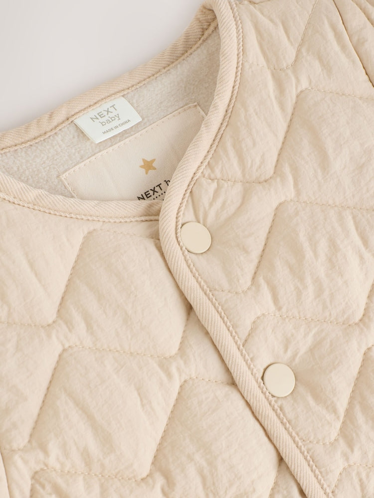 Neutral Quilted Popper Baby Jacket