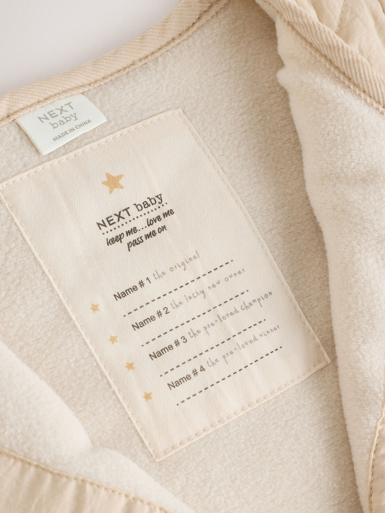 Neutral Quilted Popper Baby Jacket