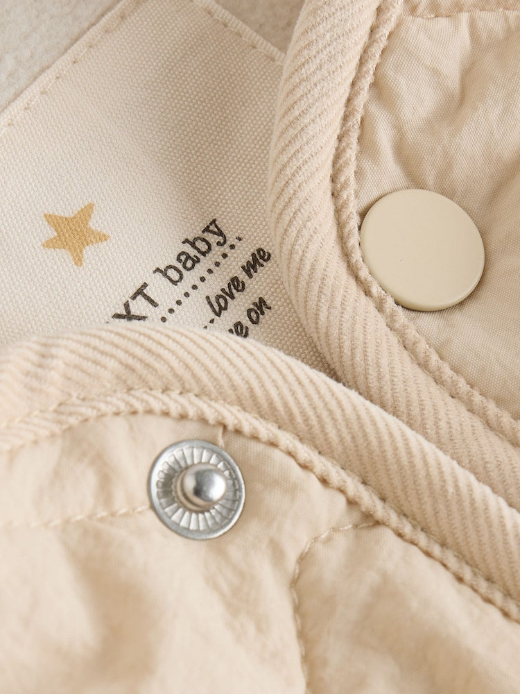 Neutral Quilted Popper Baby Jacket