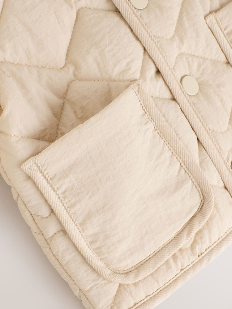 Neutral Quilted Popper Baby Jacket