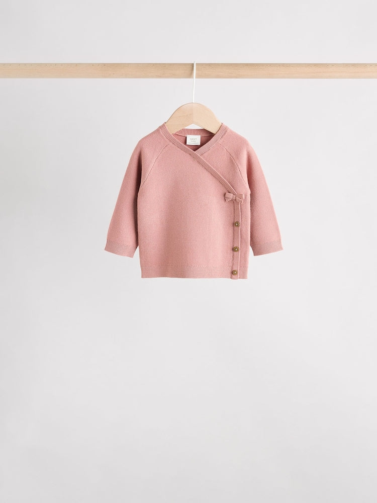 Pink Baby Knitted Wrap Jumper and Leggings 2 Piece Set (0mths-2yrs)
