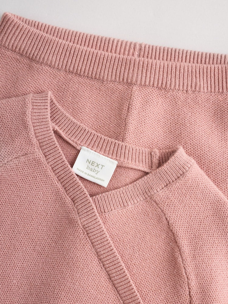 Pink Baby Knitted Wrap Jumper and Leggings 2 Piece Set (0mths-2yrs)