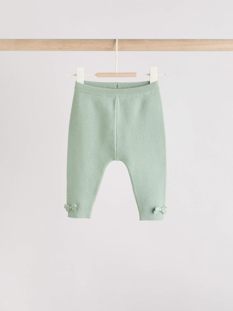 Sage Green Baby Knitted Wrap Jumper and Leggings 2 Piece Set (0mths-2yrs)