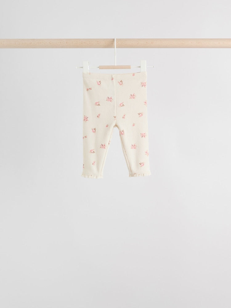Pink/Brown/Heart Baby Leggings 4 Pack (0mths-2yrs)