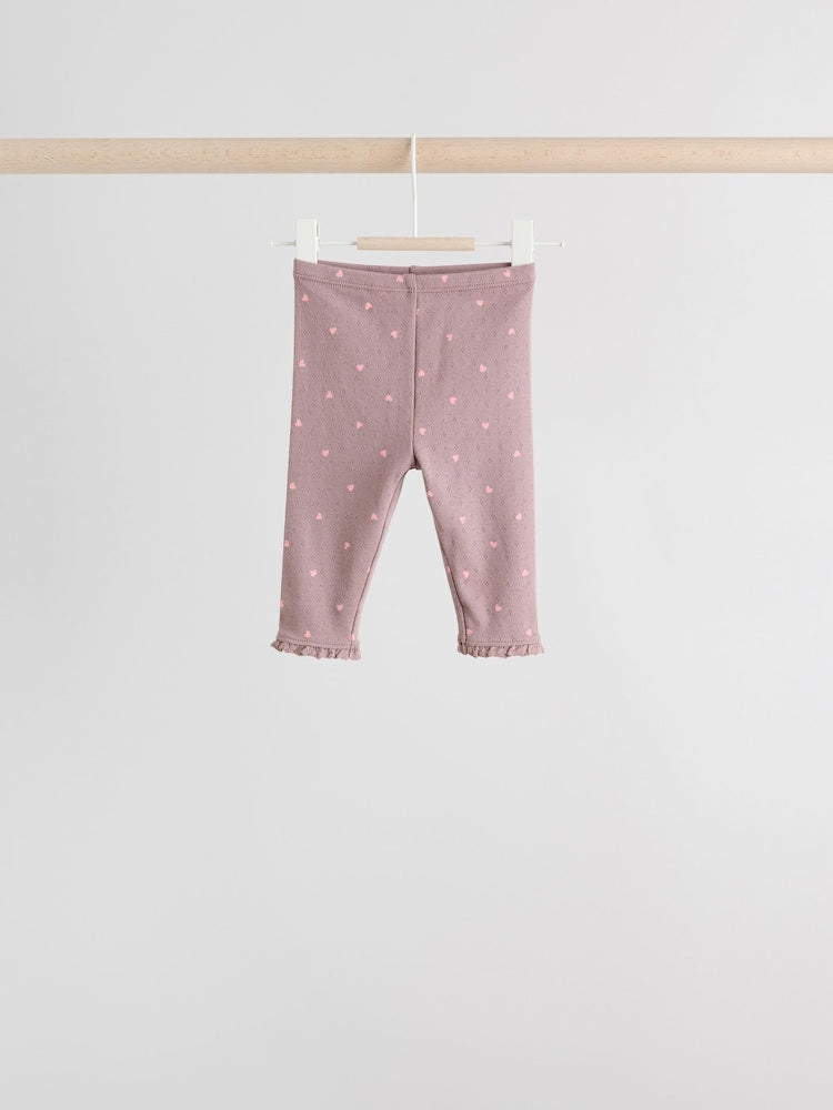 Pink/Brown/Heart Baby Leggings 4 Pack (0mths-2yrs)