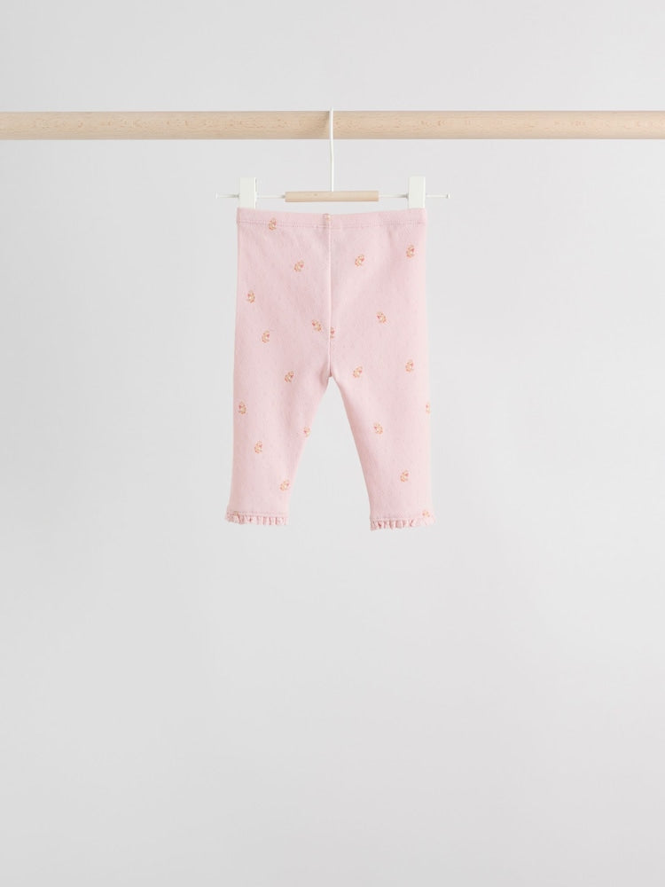 Pink/Brown/Heart Baby Leggings 4 Pack (0mths-2yrs)