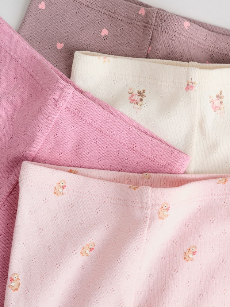 Pink/Brown/Heart Baby Leggings 4 Pack (0mths-2yrs)