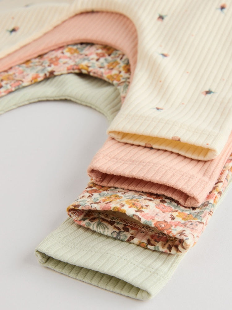 Sage Green/Coral/Ditsy Baby Leggings 4 Pack (0mths-2yrs)