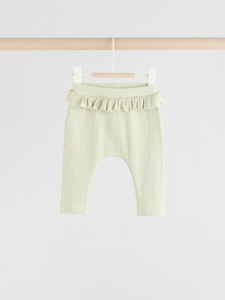 Sage Green/Coral/Ditsy Baby Leggings 4 Pack (0mths-2yrs)