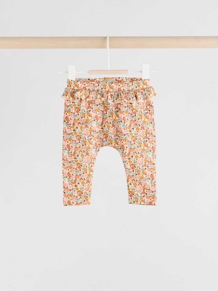 Sage Green/Coral/Ditsy Baby Leggings 4 Pack (0mths-2yrs)