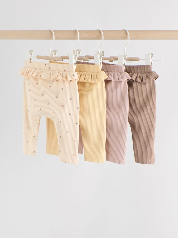 Purple/Yellow/Cream Ditsy Baby Leggings 4 Pack (0mths-2yrs)