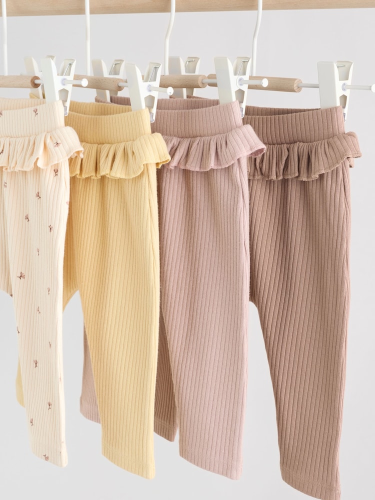Purple/Yellow/Cream Ditsy Baby Leggings 4 Pack (0mths-2yrs)