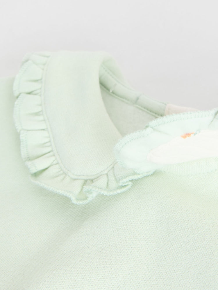 Sage Green/ Cream Ditsy Baby Frill Collar Sweater and Leggings 2 Piece Set (0mths-2yrs)