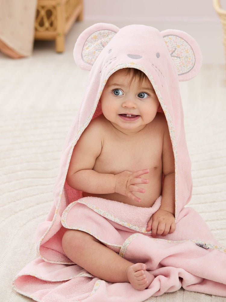 JoJo Maman Bébé Pink Mouse Character Hooded Towel - Size One
