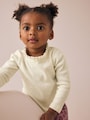 Ecru White Long Sleeve Pointelle T-Shirt (3mths-7yrs) - Size 3-6 Months (62-68cm)