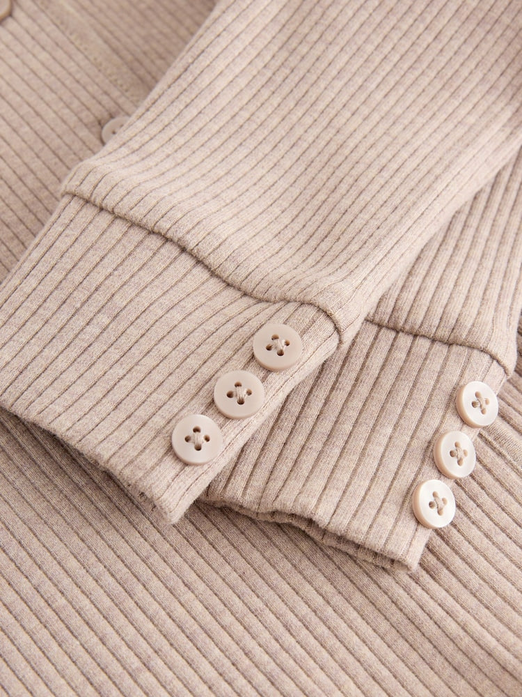 Brown Ribbed Hooded Cardigan and Leggings Set (3mths-7yrs)