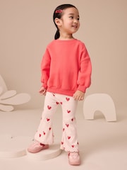 Light Pink Heart Rib Flare Leggings (3mths-7yrs)