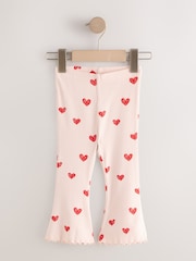 Light Pink Heart Rib Flare Leggings (3mths-7yrs)