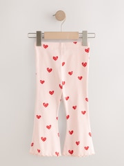 Light Pink Heart Rib Flare Leggings (3mths-7yrs)