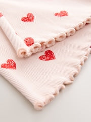Light Pink Heart Rib Flare Leggings (3mths-7yrs)