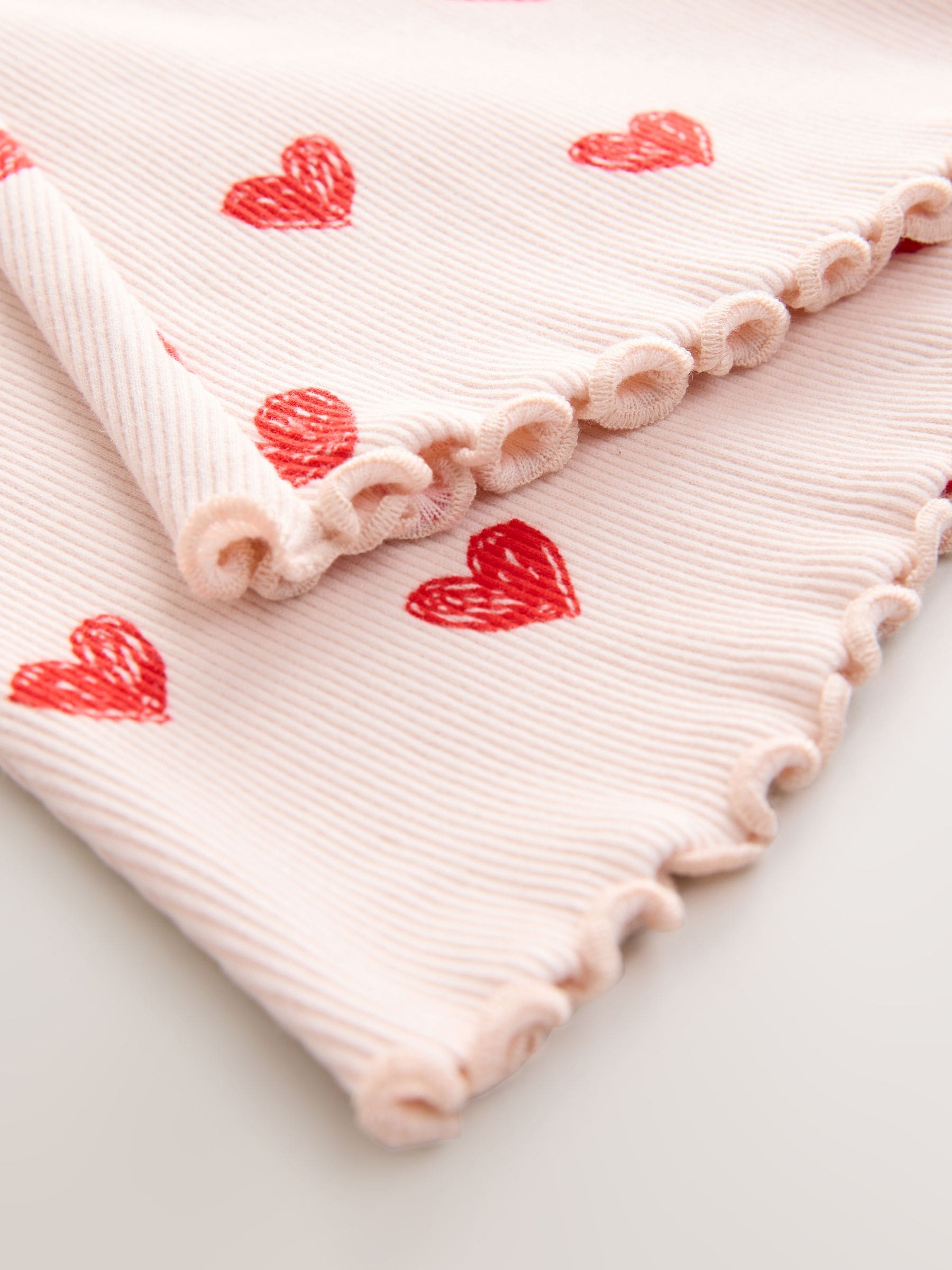 Light Pink Heart Rib Flare Leggings (3mths-7yrs) - Size 3-6 Months (62-68cm)