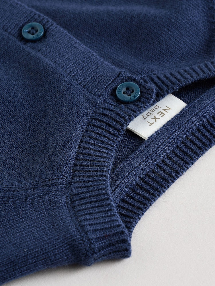 Blue 100% Cotton Knitted Baby Cardigans 2 Pack (0mths-2yrs) - Size 50cm (First Size)