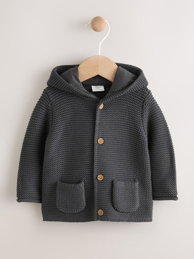 Charcoal Grey Knitted Baby Cardigan (0mths-2yrs) - Size 50cm (First Size)
