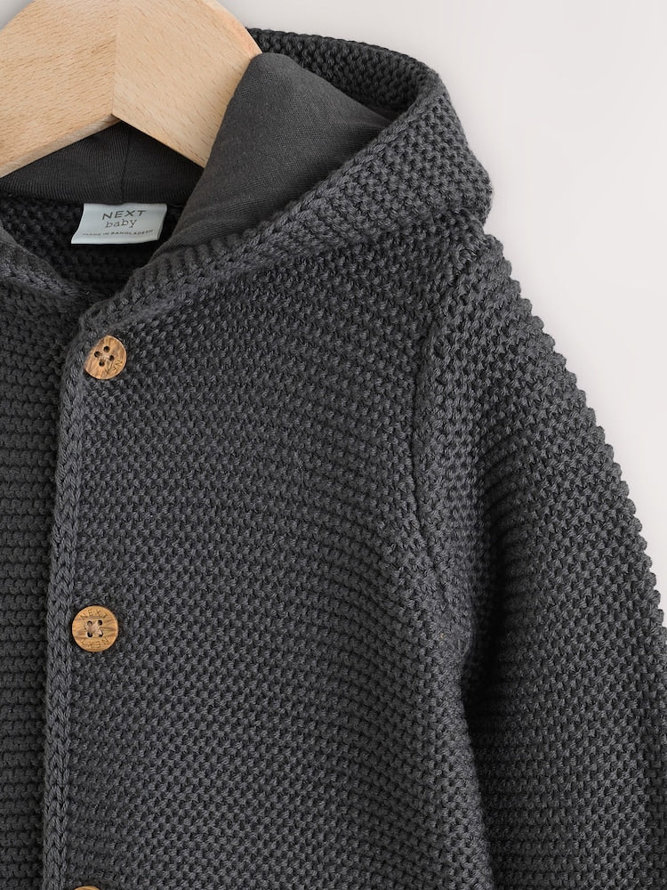 Charcoal Grey Knitted Baby Cardigan (0mths-2yrs)