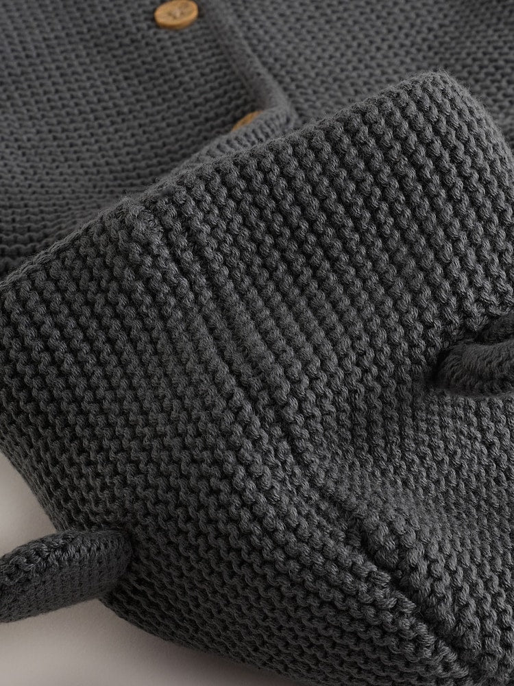 Charcoal Grey Knitted Baby Cardigan (0mths-2yrs)