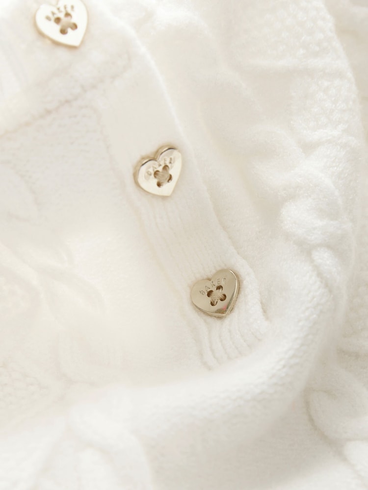 Baker by Ted Baker Cream Knitted Bow Detail Mesh Mockable Dress