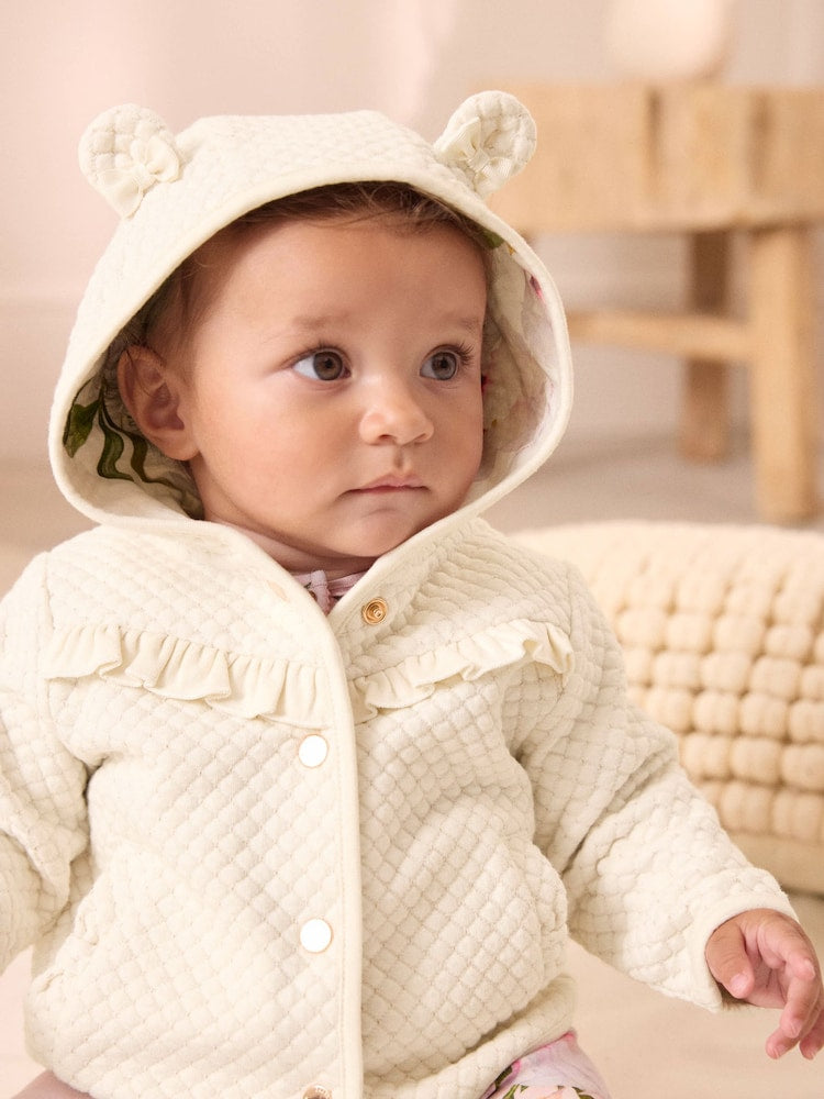 Baker by Ted Baker Lurex Quilted Hooded Jacket - Size Newborn