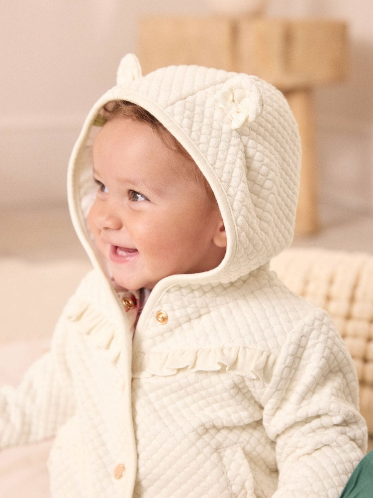 Baker by Ted Baker Lurex Quilted Hooded Jacket - Size Newborn