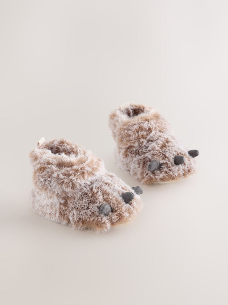 Neutral Bear Claw Baby Touch Fastening Slipper Boots (0-2mths) - Neutral Bear Claw / Up To 3 Months (50 - 62cm)