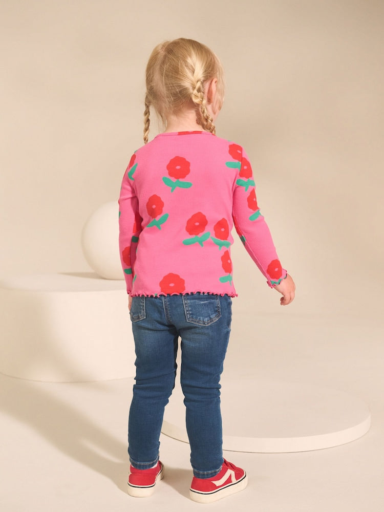 Rainbow Spot Long Sleeve Rib Tops 5 Pack (3mths-7yrs)