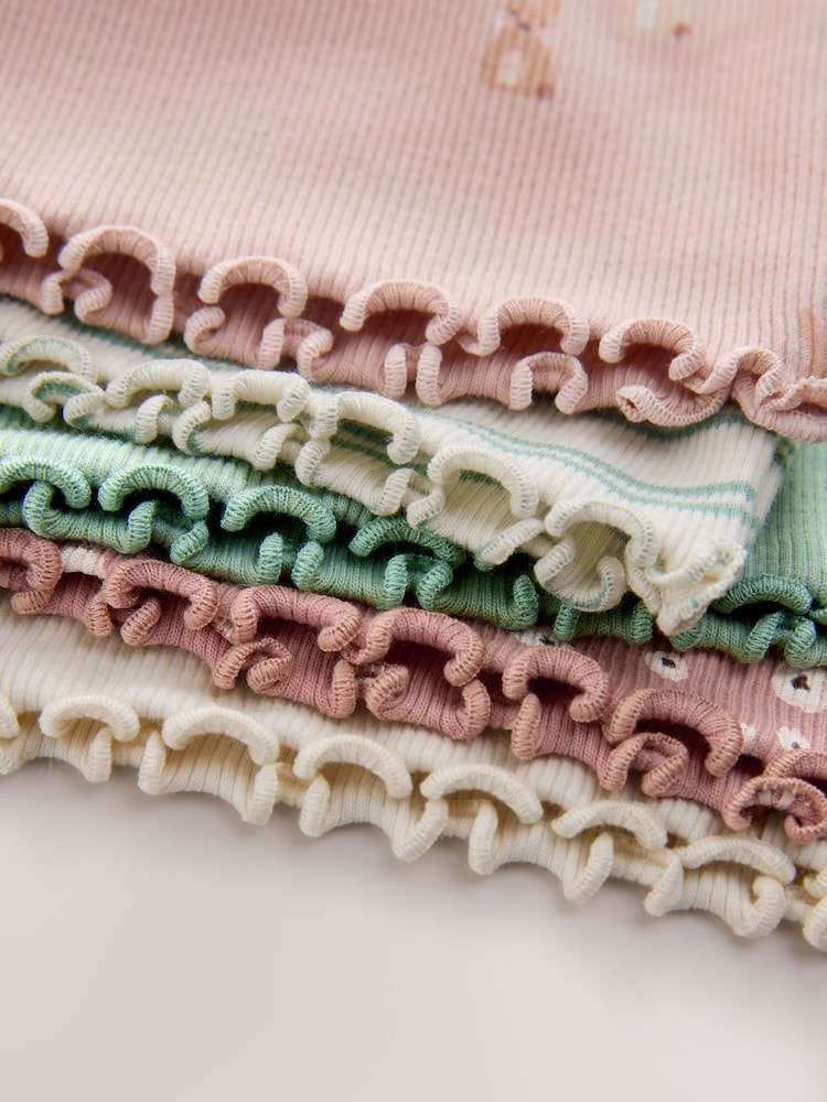 Neutral Long Sleeve Rib Tops 5 Pack (3mths-7yrs)