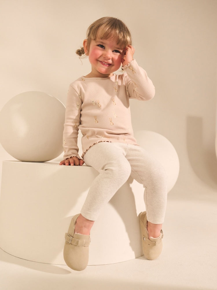 Neutral Long Sleeve Rib Tops 5 Pack (3mths-7yrs)