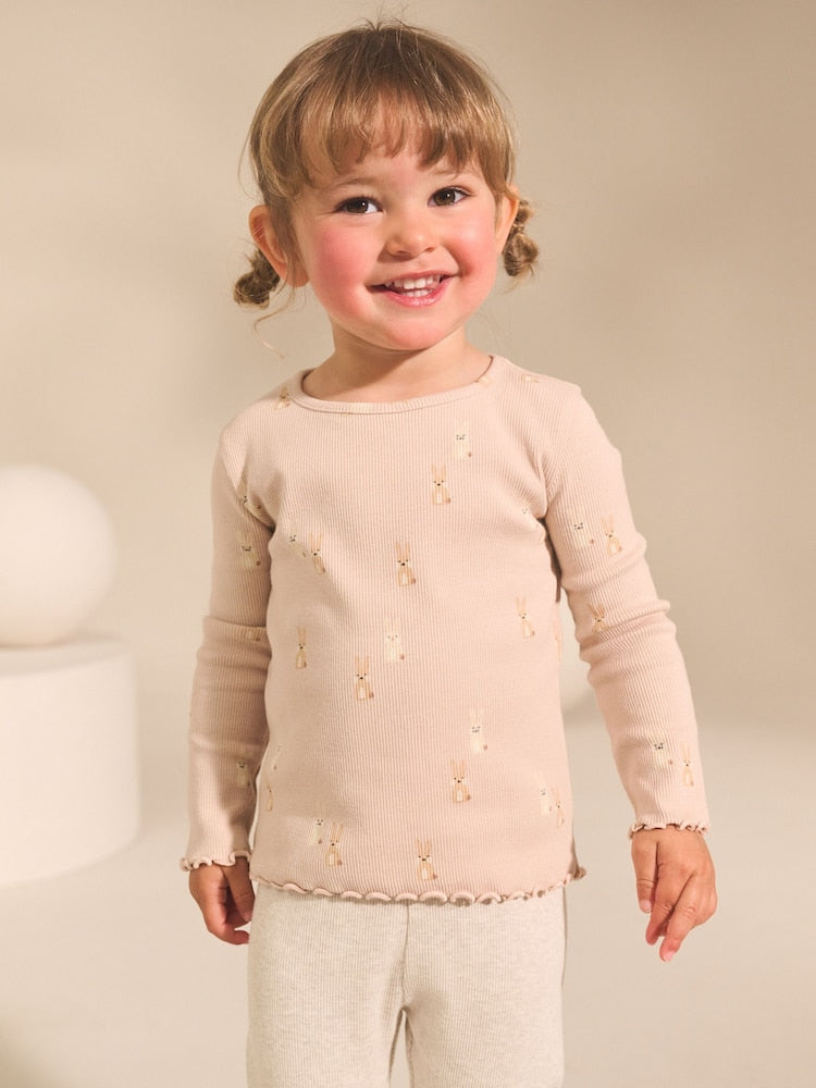 Neutral Long Sleeve Rib Tops 5 Pack (3mths-7yrs)