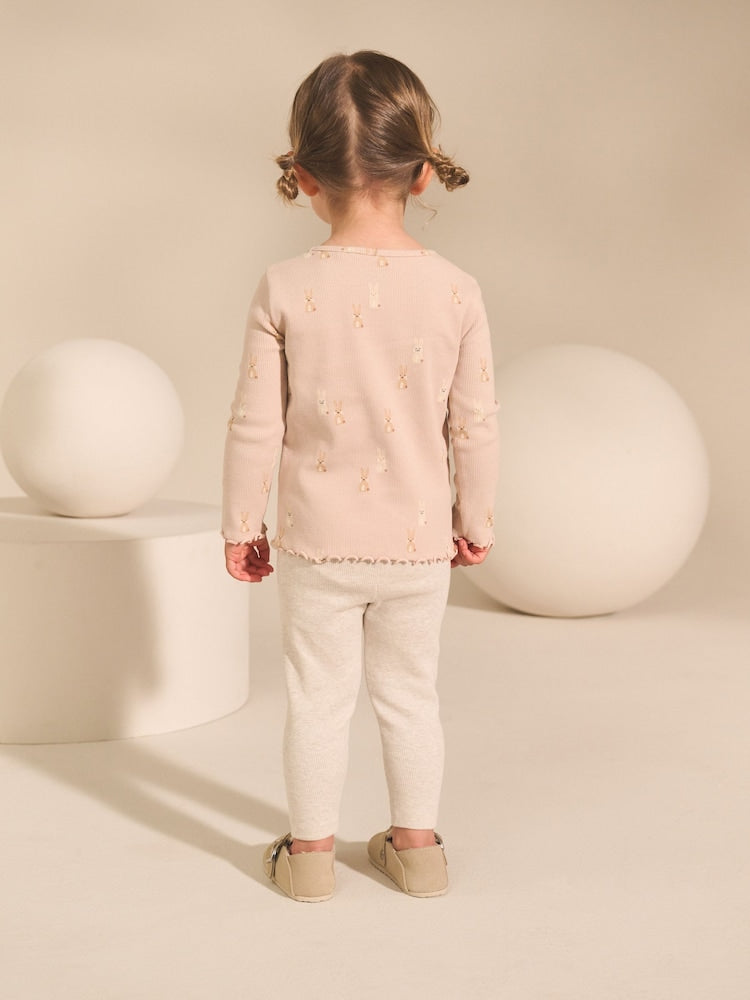 Neutral Long Sleeve Rib Tops 5 Pack (3mths-7yrs)