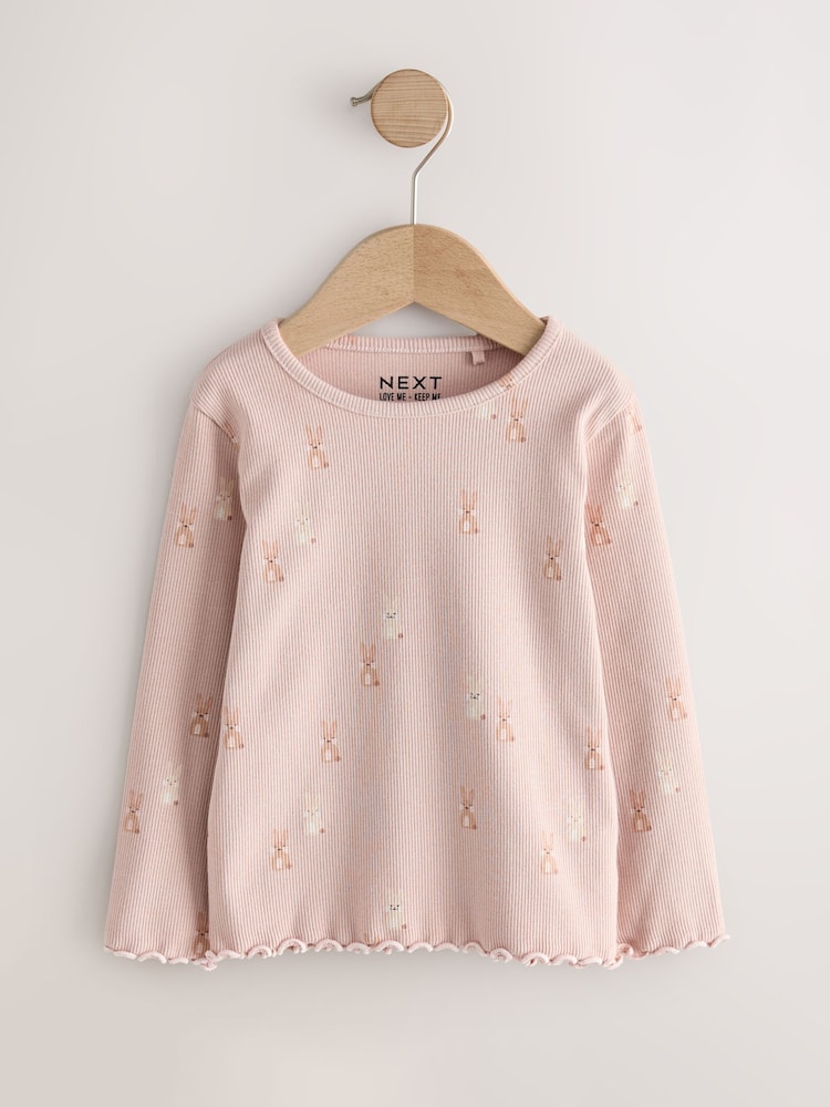 Neutral Long Sleeve Rib Tops 5 Pack (3mths-7yrs)