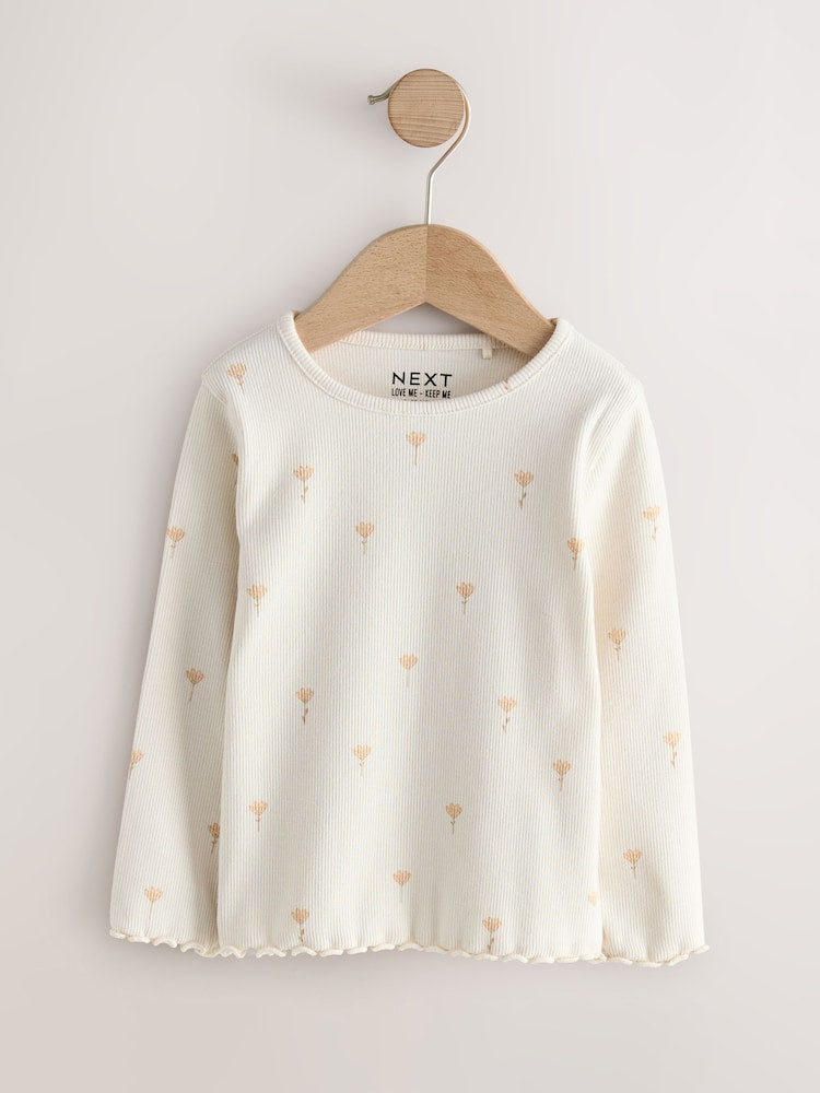 Neutral Long Sleeve Rib Tops 5 Pack (3mths-7yrs)