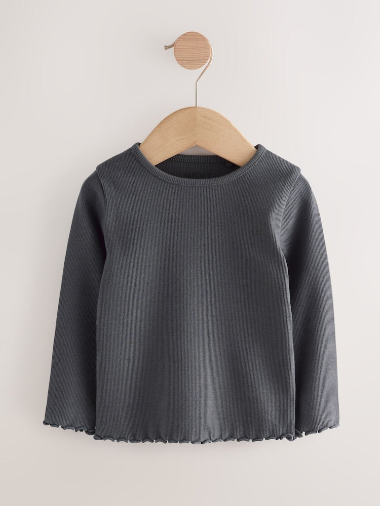 Black/White Long Sleeve Ribbed Tops 5 Pack (3mths-7yrs)