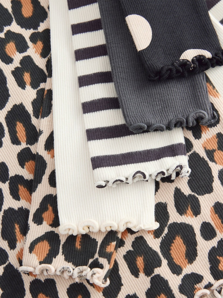 Black/White Long Sleeve Ribbed Tops 5 Pack (3mths-7yrs)