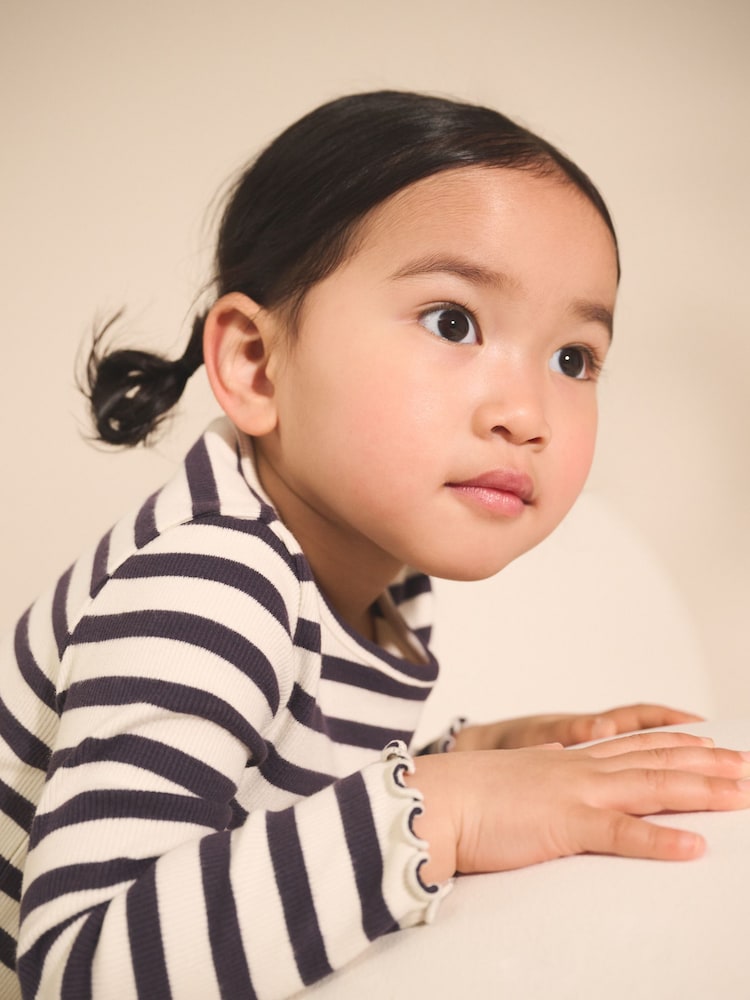 Black/White Long Sleeve Ribbed Tops 5 Pack (3mths-7yrs)