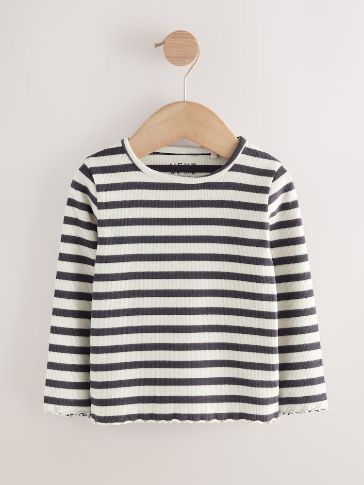 Black/White Long Sleeve Ribbed Tops 5 Pack (3mths-7yrs)