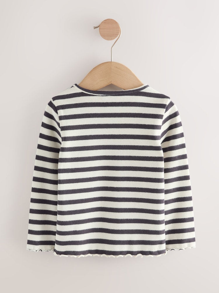 Black/White Long Sleeve Ribbed Tops 5 Pack (3mths-7yrs)