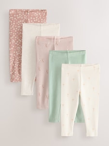 River Island Pink Ribbed Floral Kickflare Leggings 2 Pack - Size 12-18 Months (80-86cm)