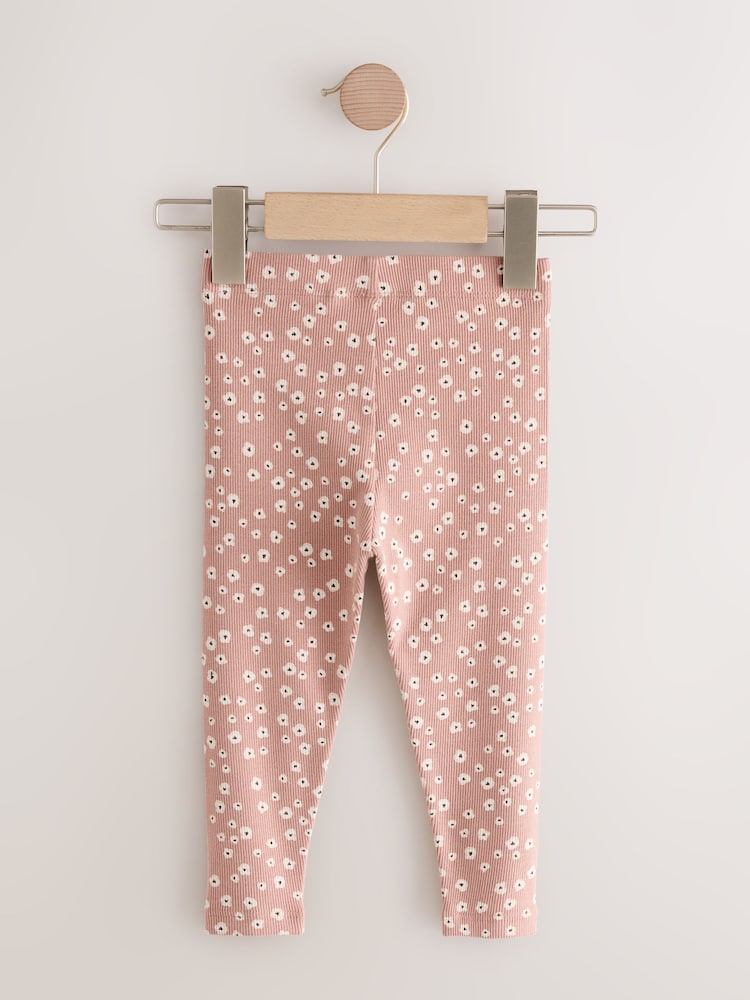 Floral Ribbed Leggings 5 Pack (3mths-7yrs)