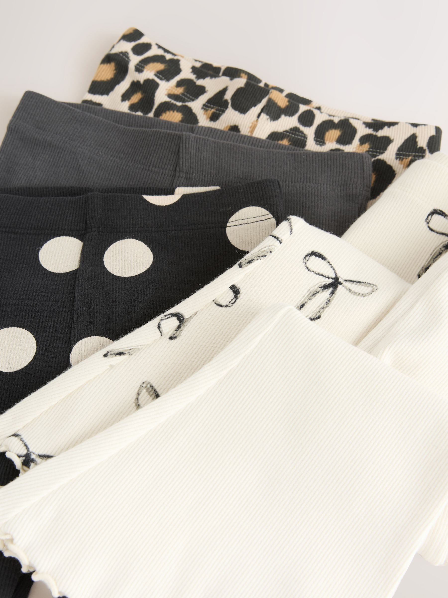 Animal Print Ribbed Flare Leggings 5 Pack (3mths-7yrs)